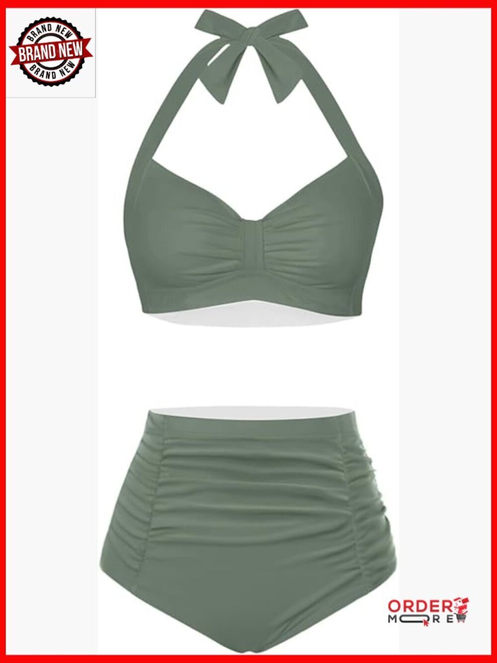 High Waisted Bikini Set Tummy Control Halter Swimwear Two Piece